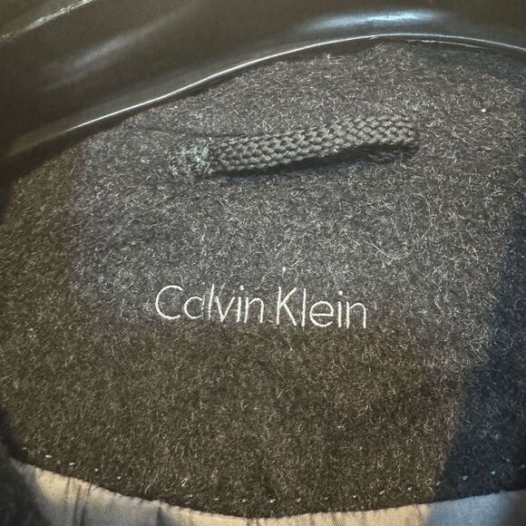 CALVIN KLEIN Wom. oversized Med-Lrg  Charcoal double breasted Wool Blend Peacoat - Picture 7 of 11